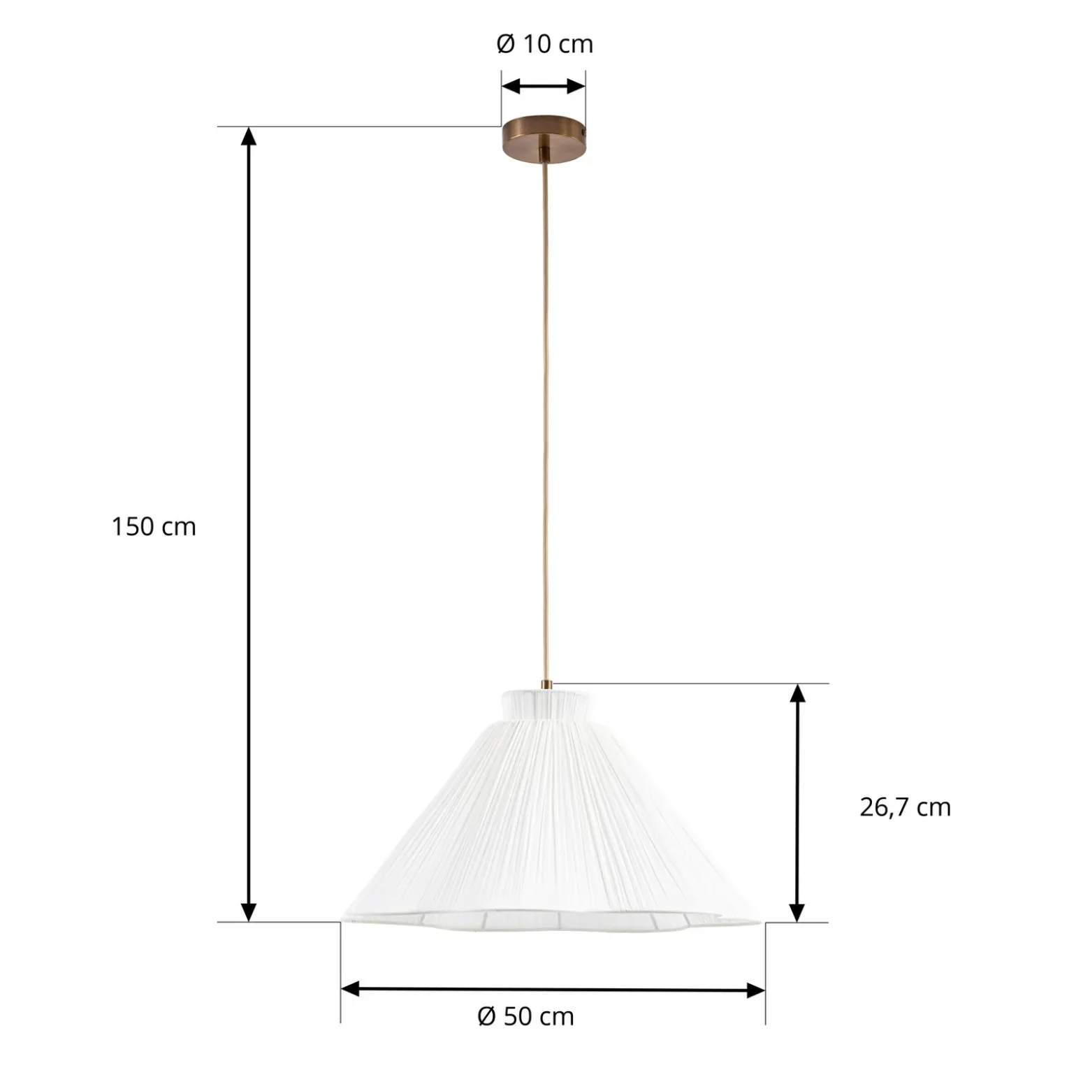 Lámpara colgante Lisbeth de Lucande, Ø 50 cm, blanco/latón, E27