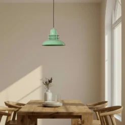 Lámpara colgante Lorenz, verde menta, Ø 34 cm, metal, E27