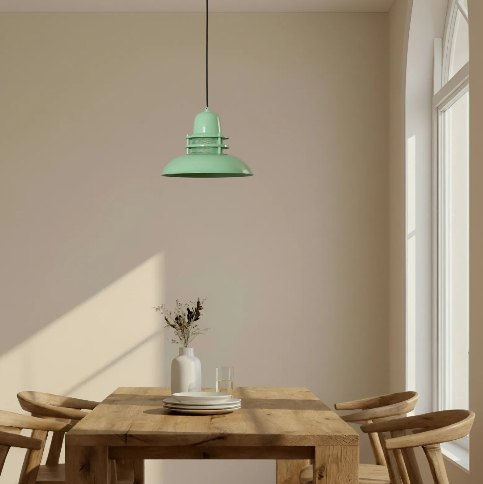 Lámpara colgante Lorenz, verde menta, Ø 34 cm, metal, E27