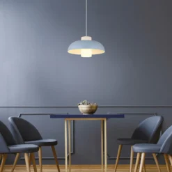 Lámpara colgante Lowe, azul mate, Ø 38 cm, metal