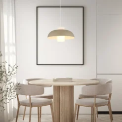 Lámpara colgante Lowe, color arena mate, Ø 38 cm, metal