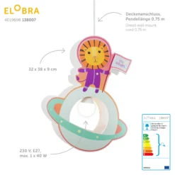 Lámpara colgante Lowe para habitación infantil Little Astronauts
