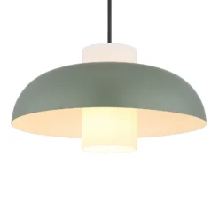 Lámpara colgante Lowe, verde mate, Ø 38 cm, metal