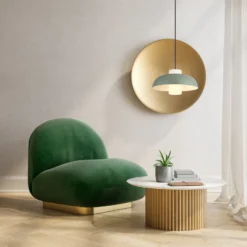 Lámpara colgante Lowe, verde mate, Ø 38 cm, metal