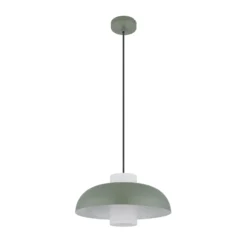 Lámpara colgante Lowe, verde mate, Ø 38 cm, metal