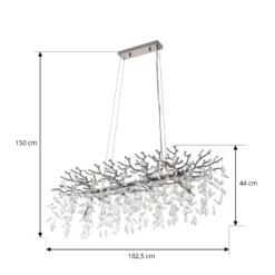 Lámpara colgante Lucande Bellora, 101 cm, acero inoxidable, cristal