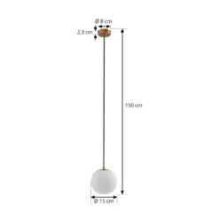 Lámpara colgante Lucande Bidolo, color latón, cristal, 15 cm, IP44