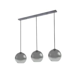 Lámpara colgante Lucande Brillar, gris humo, cristal, 3 luces, 128 cm