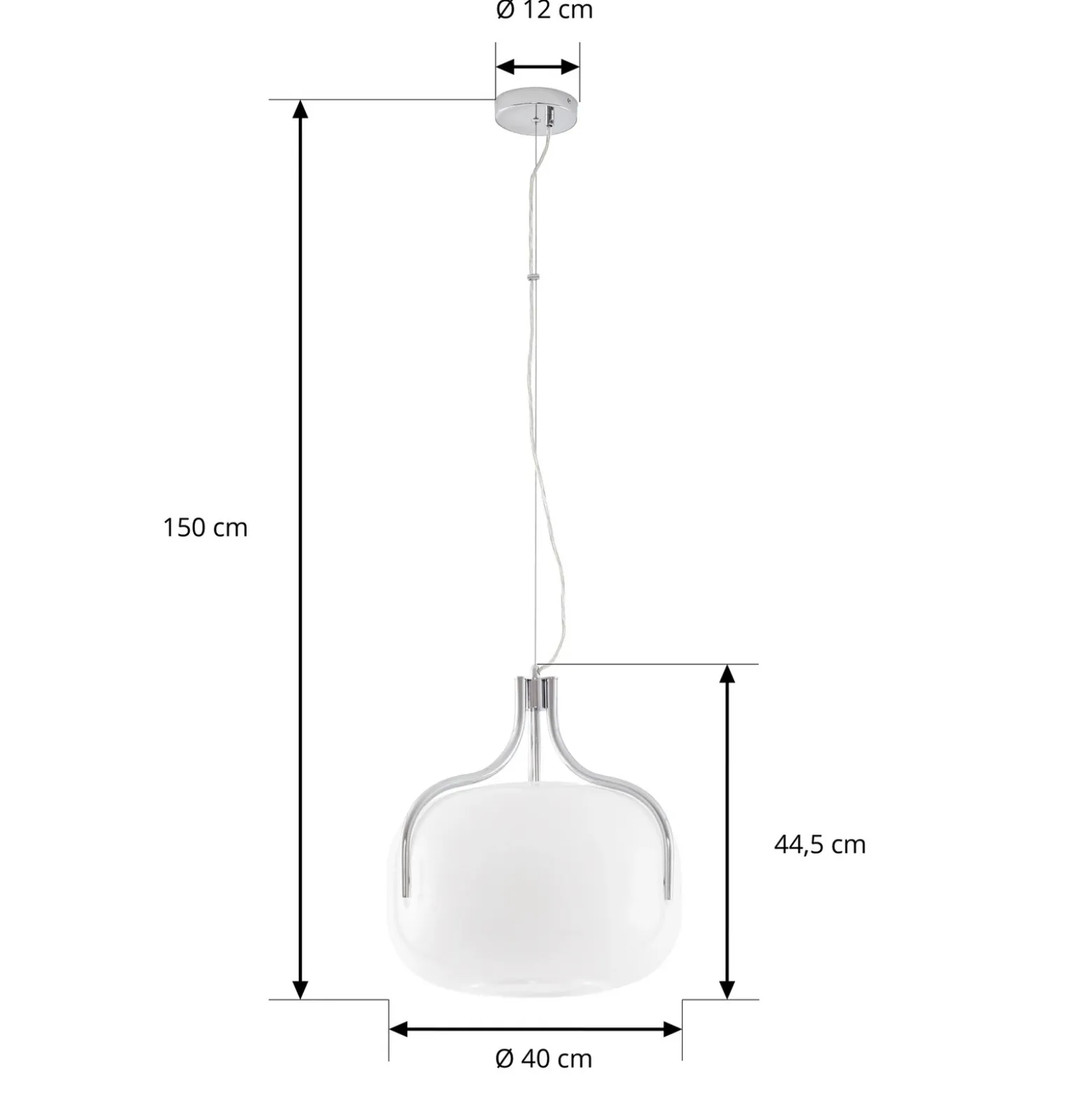 Lámpara colgante Lucande Christo, Ø 42 cm, cromado/blanco, cristal