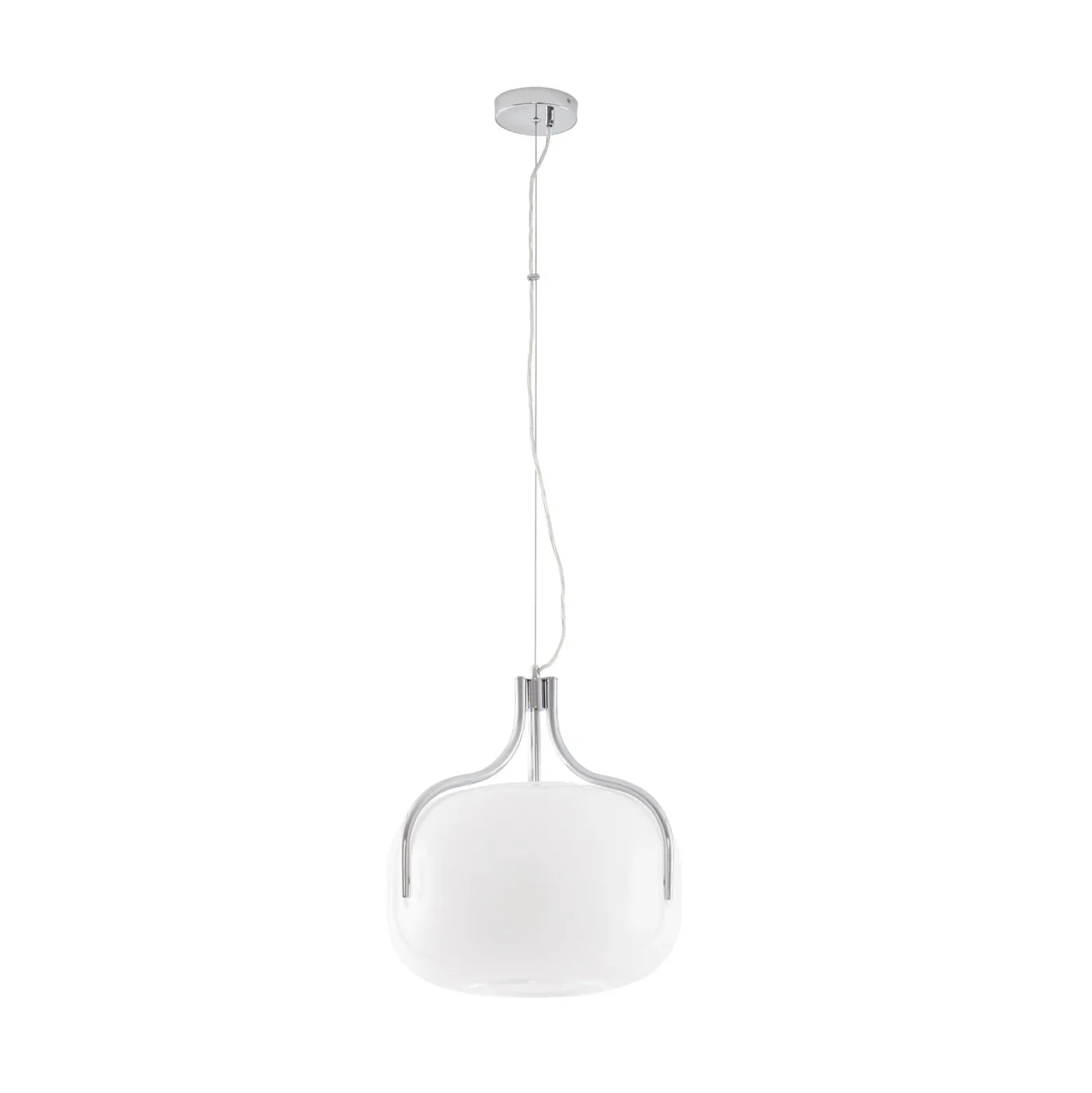 Lámpara colgante Lucande Christo, Ø 42 cm, cromado/blanco, cristal