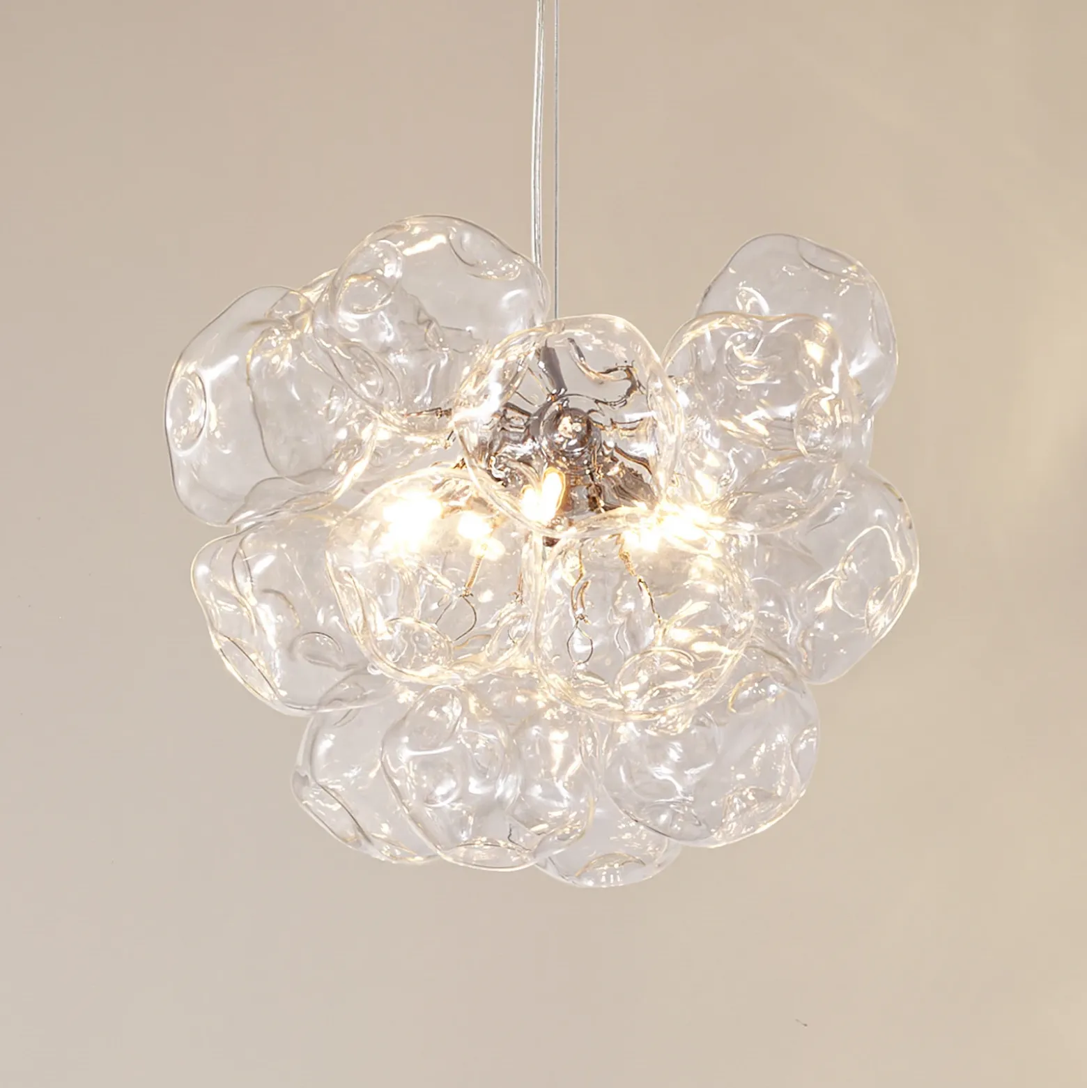 Lámpara colgante Lucande Diborah, transparente, Ø 43 cm, cristal, G9