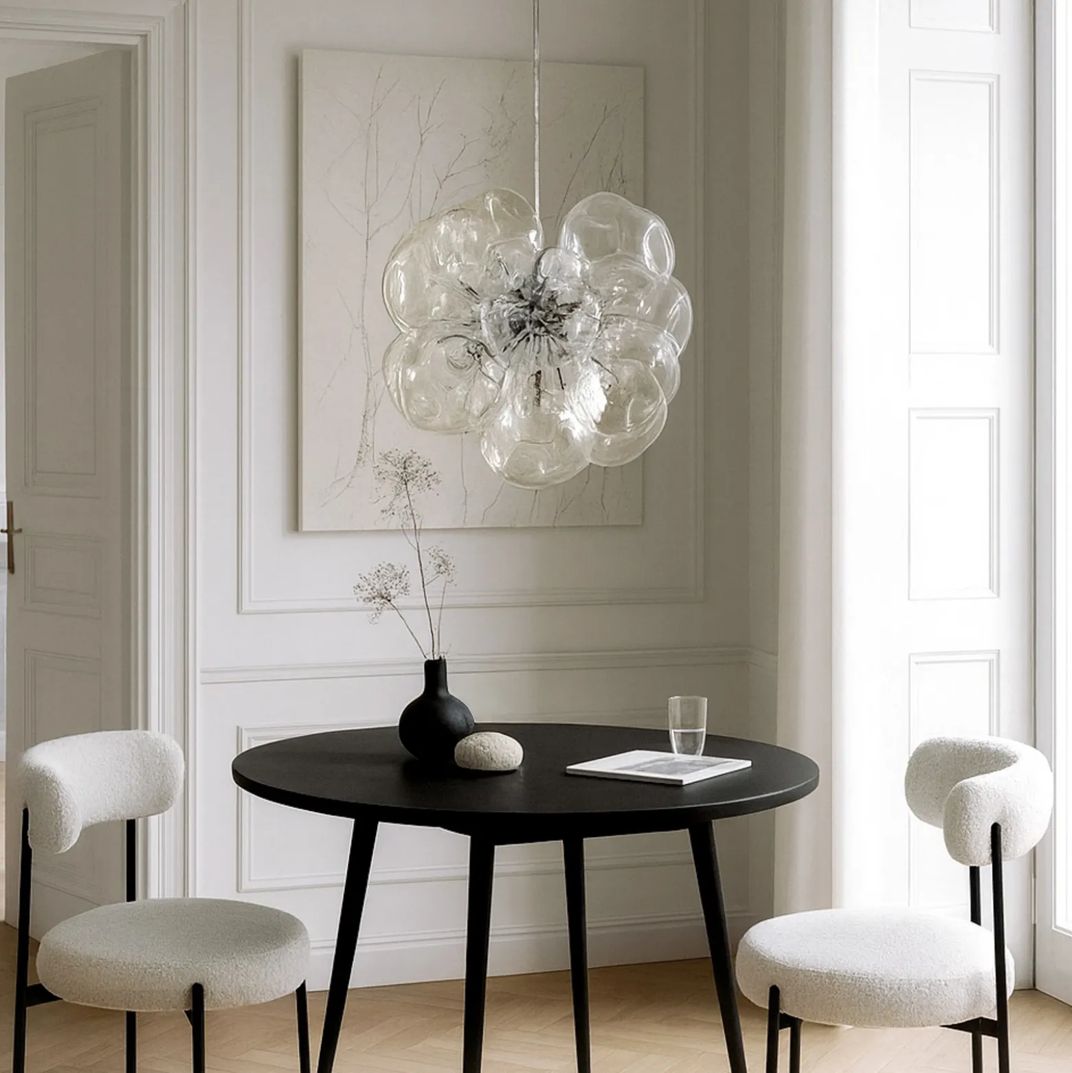 Lámpara colgante Lucande Diborah, transparente, Ø 43 cm, cristal, G9