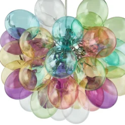 Lámpara colgante Lucande Diborah, Ø 50 cm, multicolor, cristal, G9