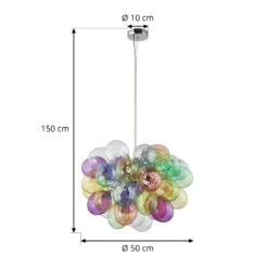 Lámpara colgante Lucande Diborah, Ø 50 cm, multicolor, cristal, G9