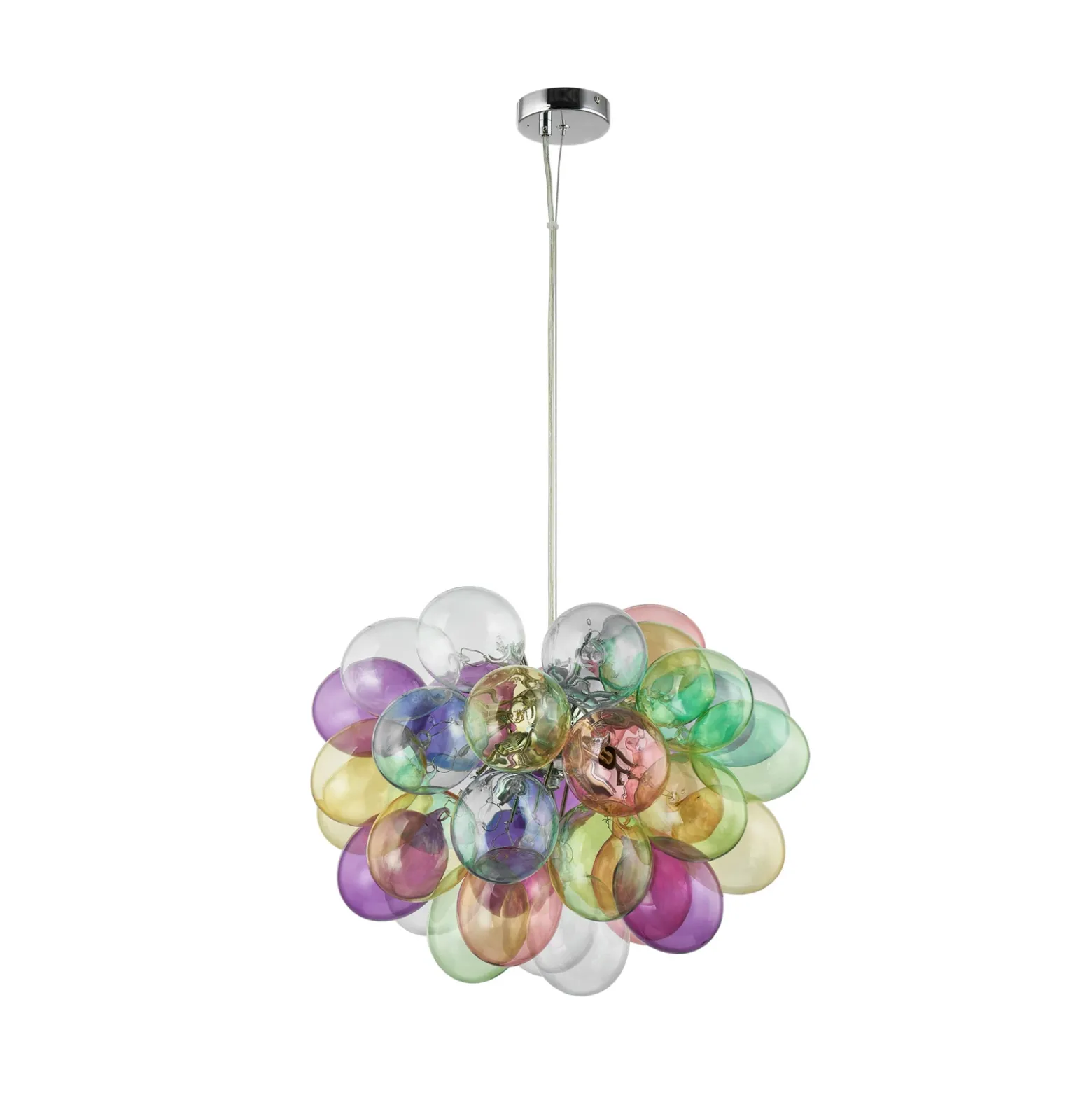 Lámpara colgante Lucande Diborah, Ø 50 cm, multicolor, cristal, G9