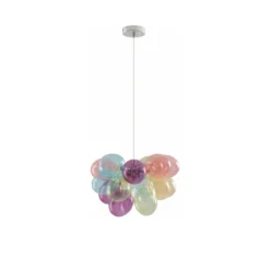 Lámpara colgante Lucande Diborah, Ø 40 cm, multicolor, cristal, G9