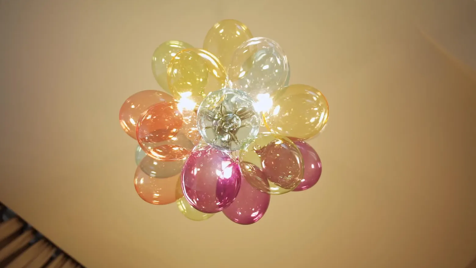 Lámpara colgante Lucande Diborah, Ø 40 cm, multicolor, cristal, G9