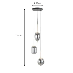 Lámpara colgante Lucande Elani, 3 luces, Ø 36 cm, cristal