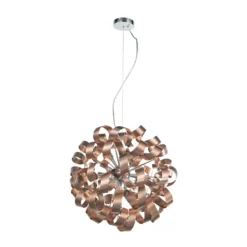 Lámpara colgante Lucande Kaelor, Ø 60 cm, color cobre, aluminio