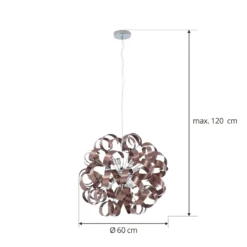 Lámpara colgante Lucande Kaelor, Ø 60 cm, color cobre, aluminio
