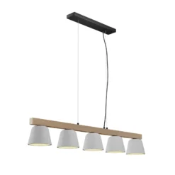 Lámpara colgante Lucande Kalinda, gris, hormigón, 110,5 cm de largo, E14