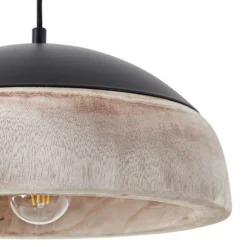 Lámpara colgante Lucande Leivar, Ø 35 cm, madera/negro, E27