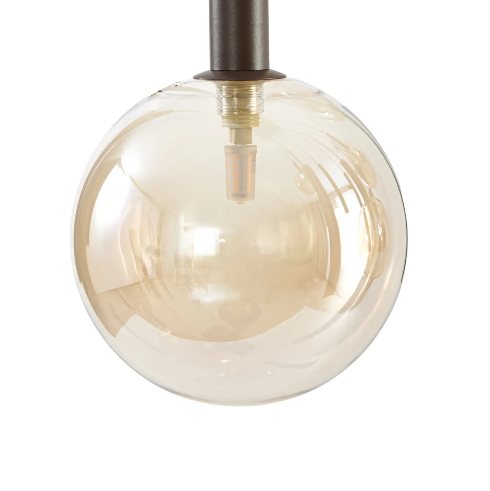 Lámpara colgante Lucande Lumavia, 12 luces, cristal, marrón/ámbar, G9