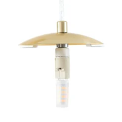 Lámpara colgante Lucande Lunelle, latón, cristal, 4 luces, Ø 40 cm