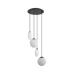 Lámpara colgante Lucande Lunelle, negra, cristal, 4 luces, Ø 40 cm