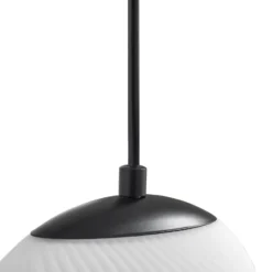 Lámpara colgante Lucande Lunelle, negra, cristal, 4 luces, Ø 40 cm