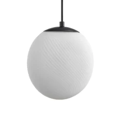 Lámpara colgante Lucande Lunelle, negra, cristal, 4 luces, Ø 40 cm