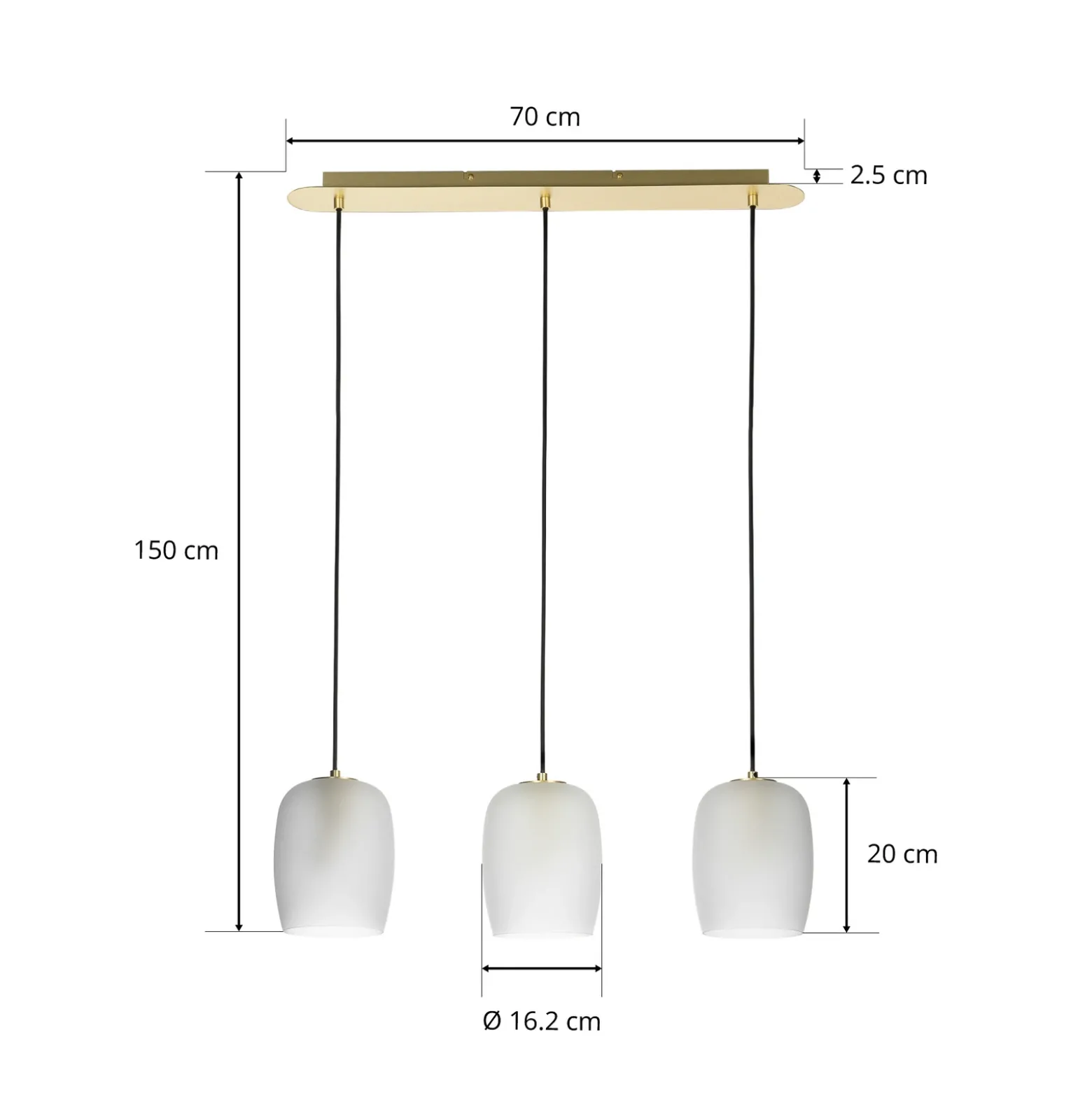 Lámpara colgante Lucande Taylan de 3 luces, alargada