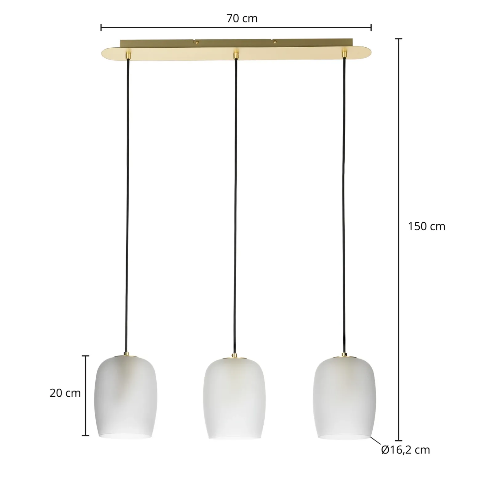 Lámpara colgante Lucande Taylan de 3 luces, alargada