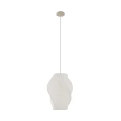 Lámpara colgante Lucande Tovina, textil, blanca, Ø35 cm