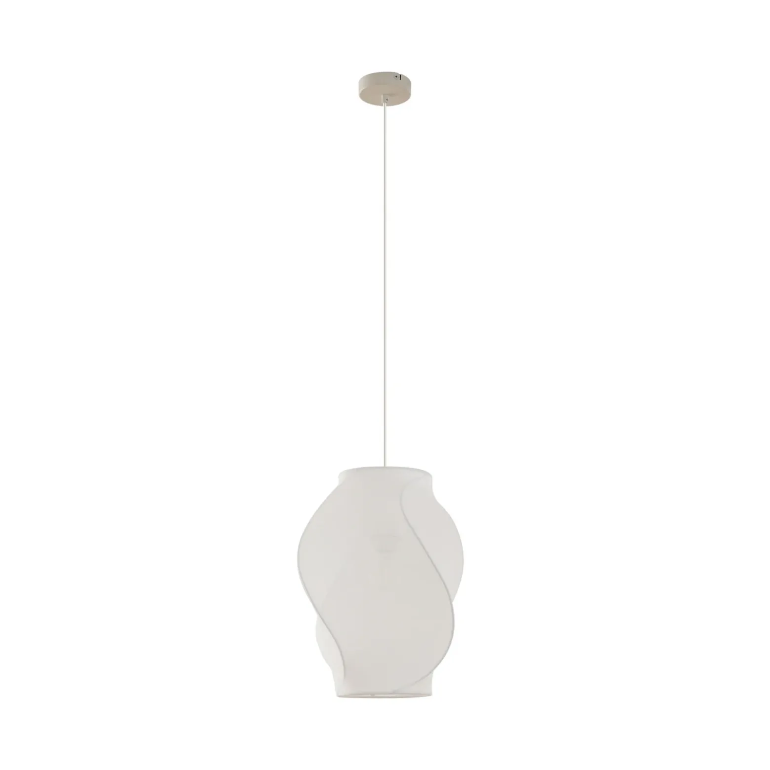 Lámpara colgante Lucande Tovina, textil, blanca, Ø35 cm
