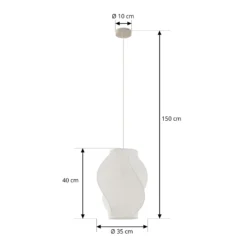 Lámpara colgante Lucande Tovina, textil, blanca, Ø35 cm