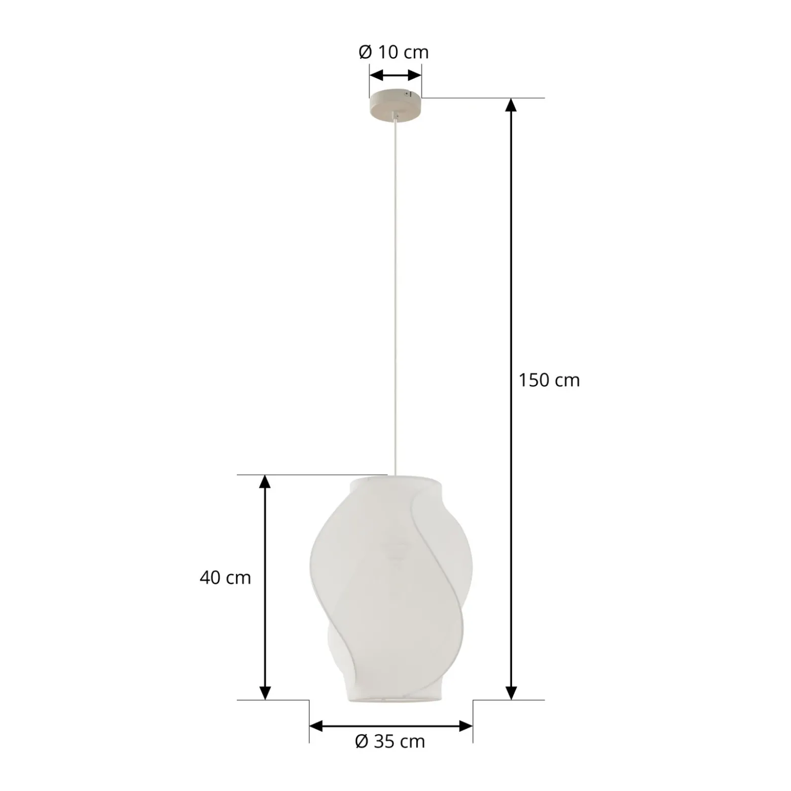 Lámpara colgante Lucande Tovina, textil, blanca, Ø35 cm