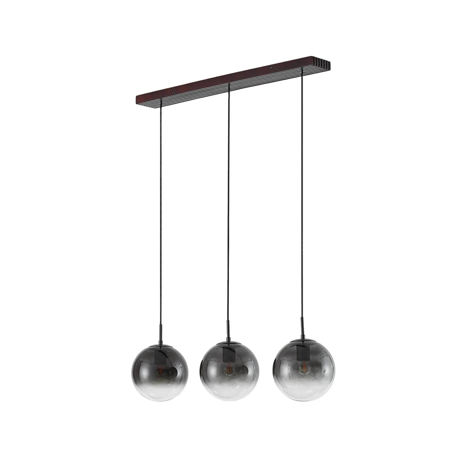 Lámpara colgante Lucande Veloura, 3 luces, 84 cm, cristal, madera