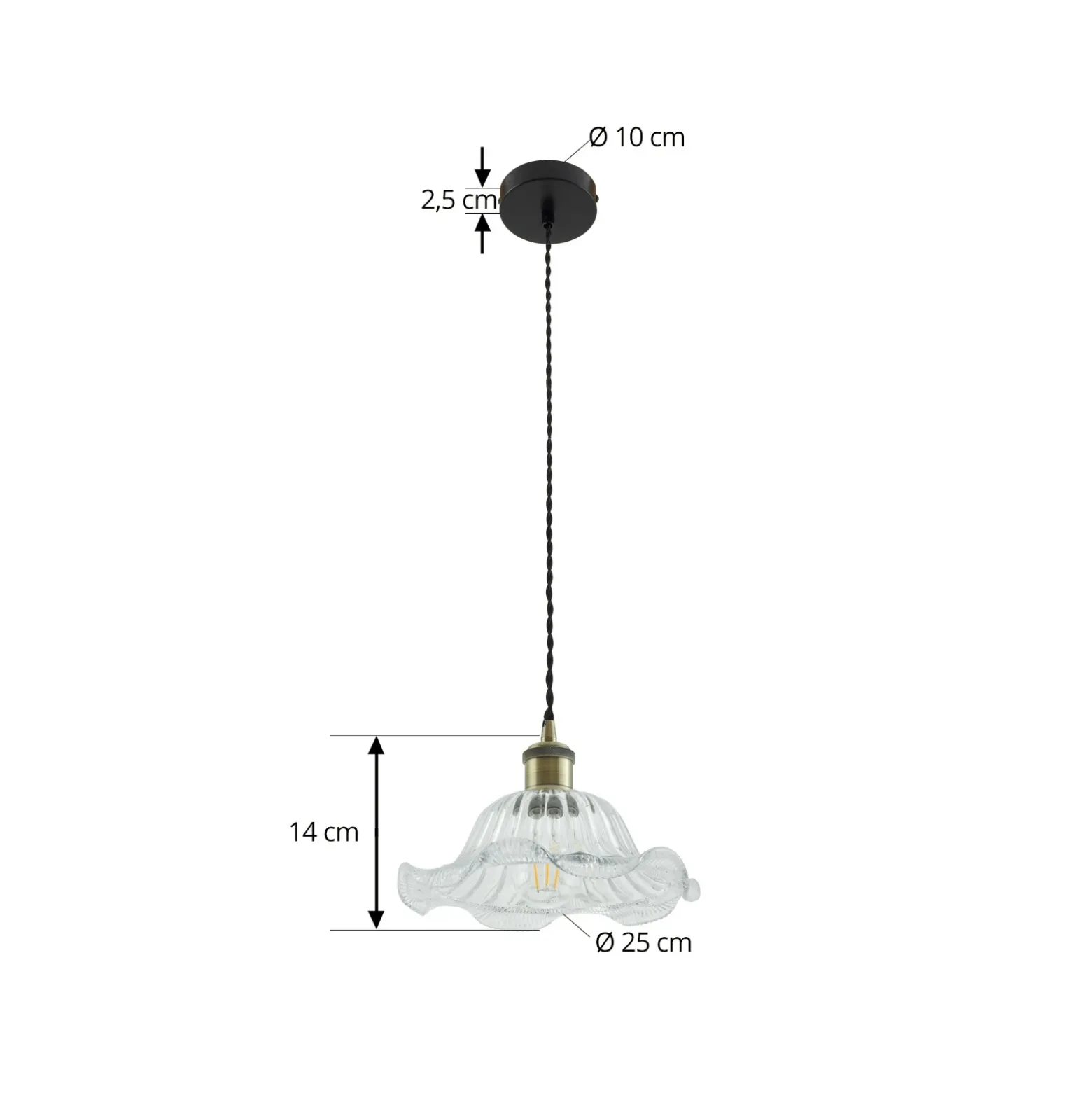 Lámpara colgante Ludowika de Lindby, transparente, cristal, Ø25 cm, E27