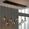 Lámpara colgante Lumina, 8 luces, negro/cromo, cristal
