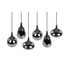 Lámpara colgante Lumina, 6 luces, negro/cromo, cristal