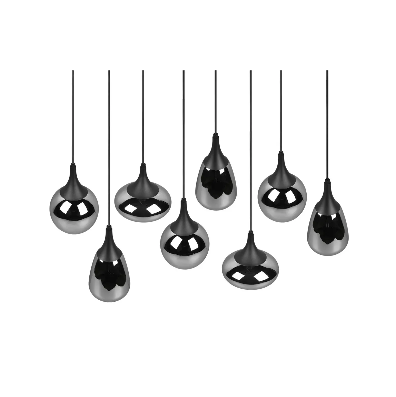 Lámpara colgante Lumina, 8 luces, negro/cromo, cristal