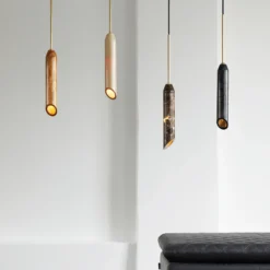 Lámpara colgante Marble Art, color dorado, mármol, altura 30 cm