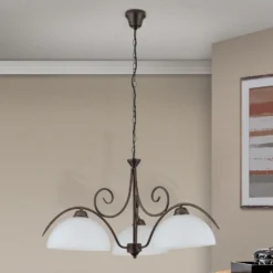 lámpara colgante Marco de 3 luces con cristal de alabastro