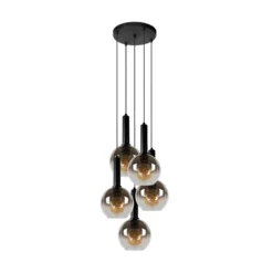 Lámpara colgante Marius, negro, 5 luces
