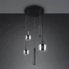 Lámpara colgante Mataro, cromo/negro, Ø 55 cm 5 luces cristal/metal