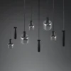 Lámpara colgante Mataro, cromo/negro, 118 cm, 8 luces cristal/metal