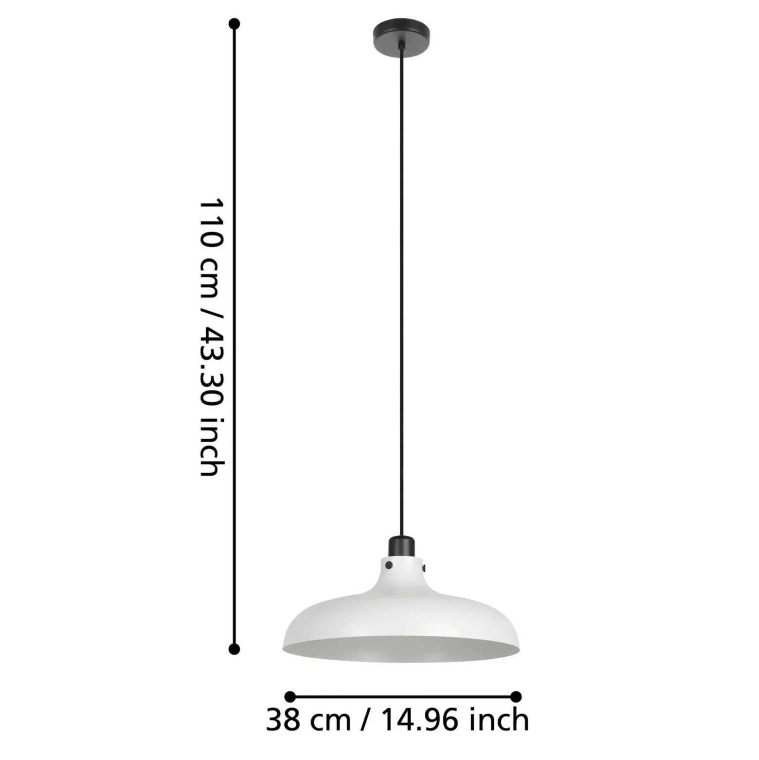 Lámpara colgante Matlock, Ø 38 cm, gris/negro, acero