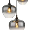 Lámpara colgante Maxy, Ø 48 cm, gris humo, cristal, 3 luces.