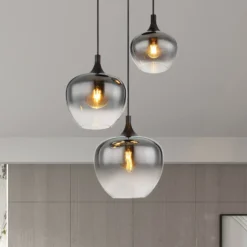 Lámpara colgante Maxy, Ø 48 cm, gris humo, cristal, 3 luces.
